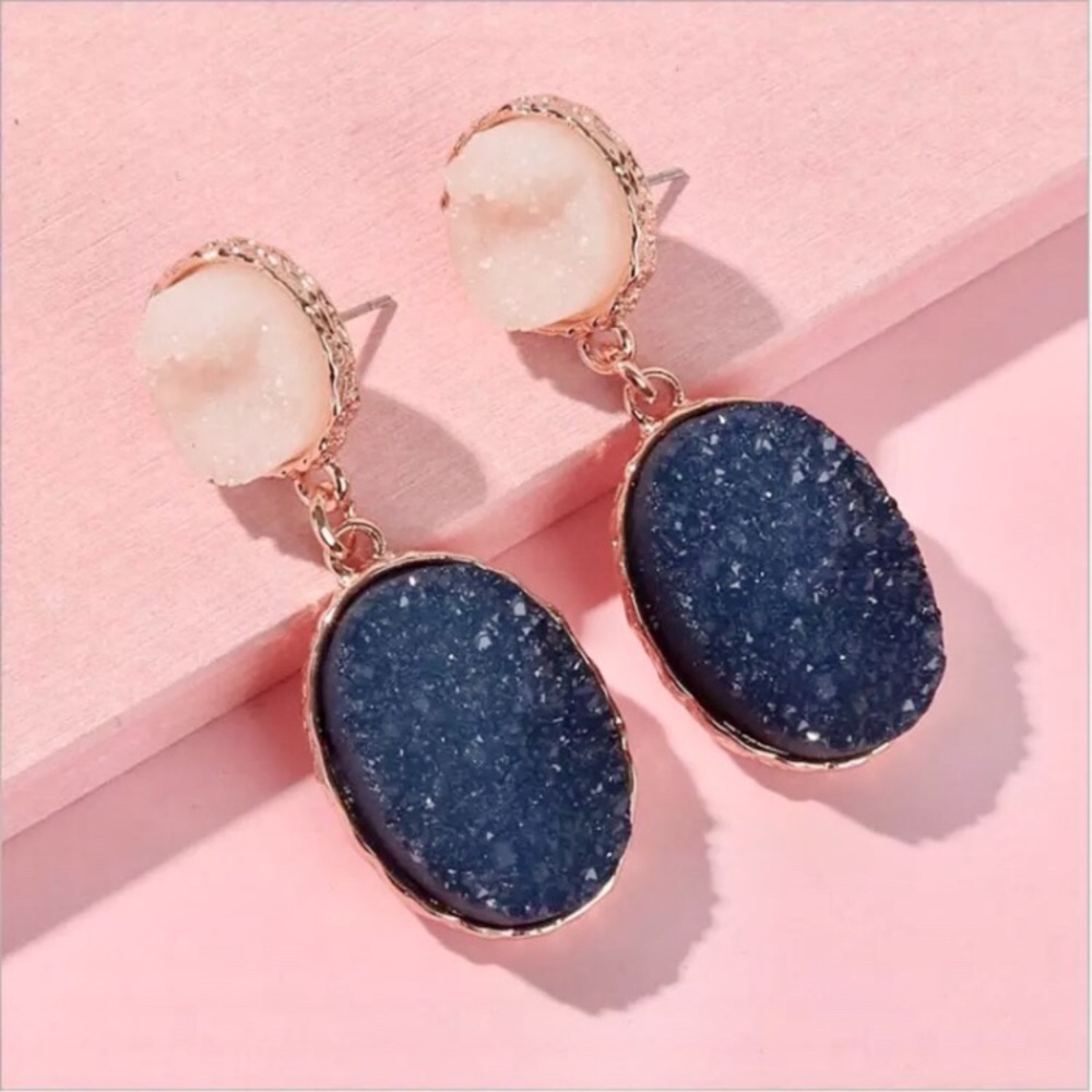• Anthro Druzy Quartz Earrings •